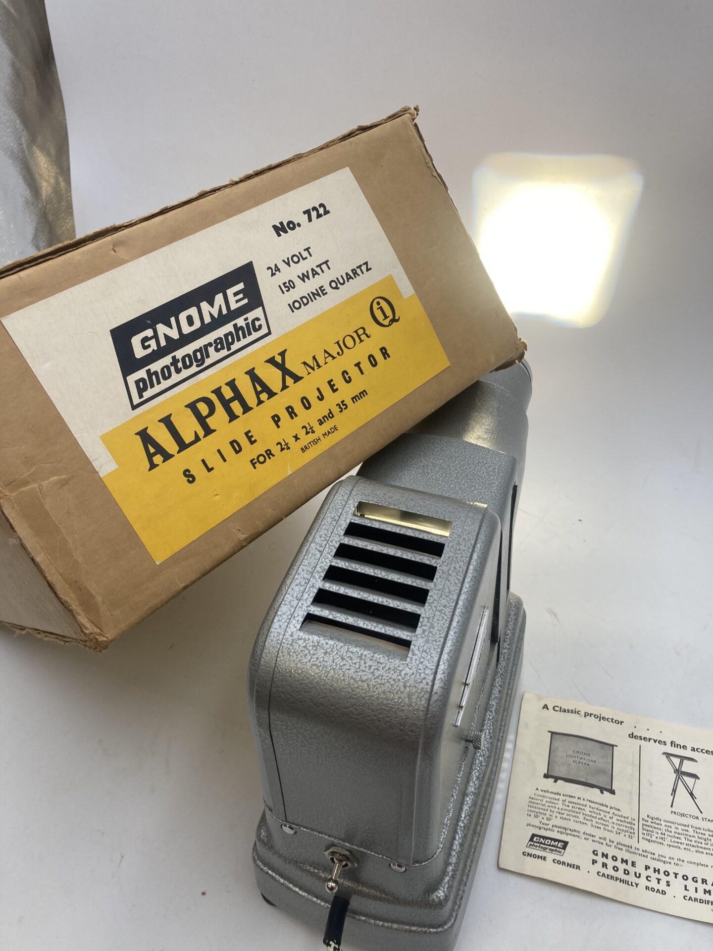 VINTAGE 'GNOME PHOTOGRAPHIC' ALPHAX MAJOR SLIDE PROJECTOR - WORKING USED BOXED