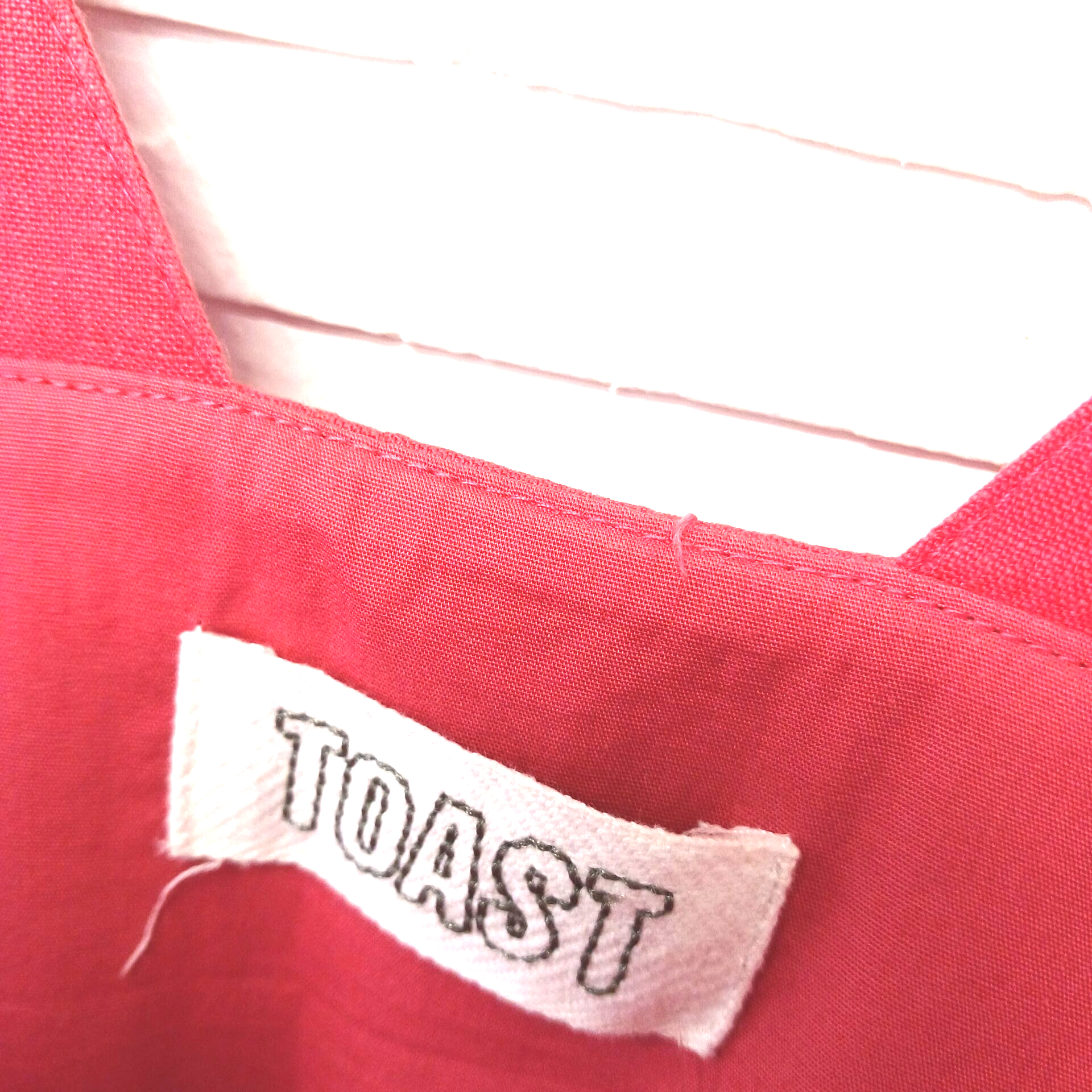 TOAST Red Coral Pinafore Dress Linen Size 14 - St Richard's Hospice Shop