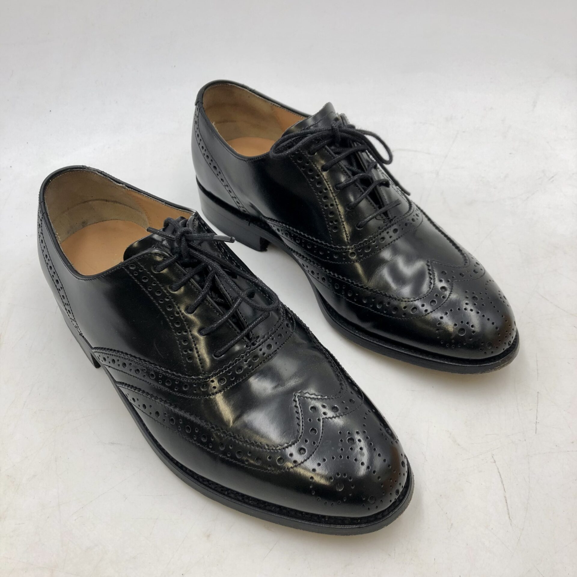 Barker Albert Black Hi-Shine Leather Brogue Shoes with box and ...