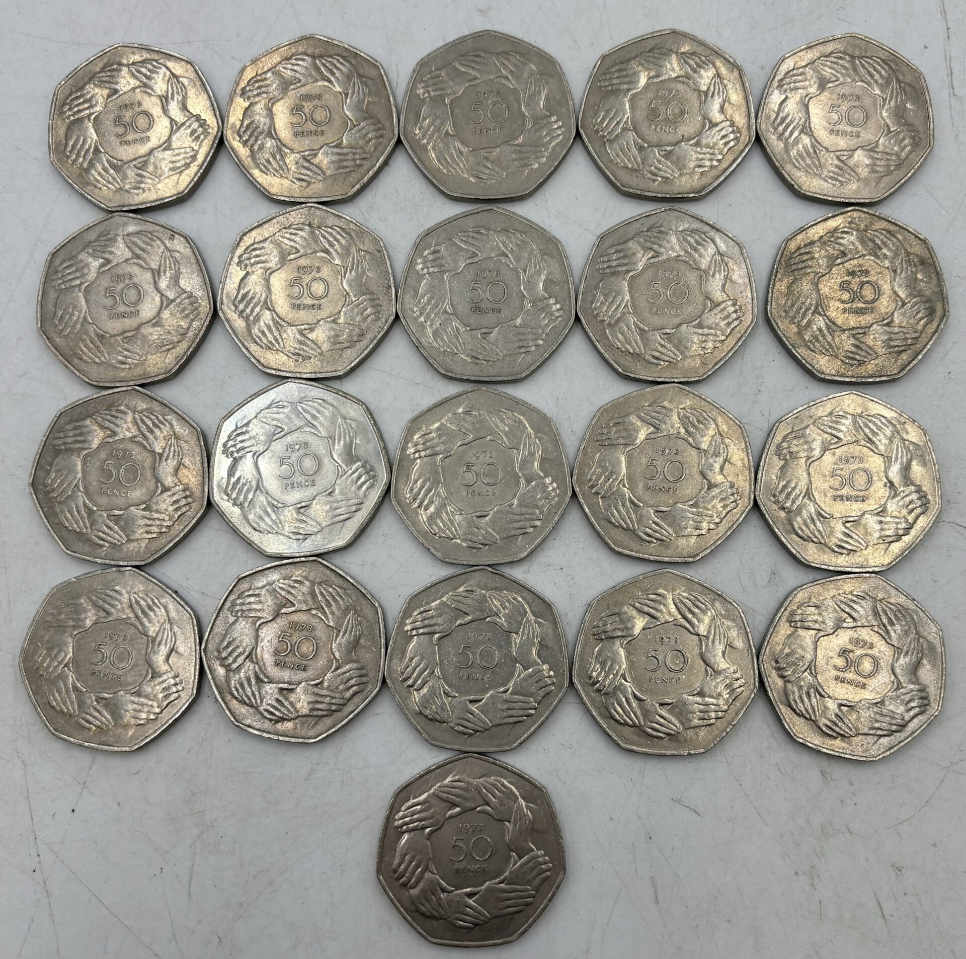 21 x 50p Coins EEC Ring of Hands 1973
